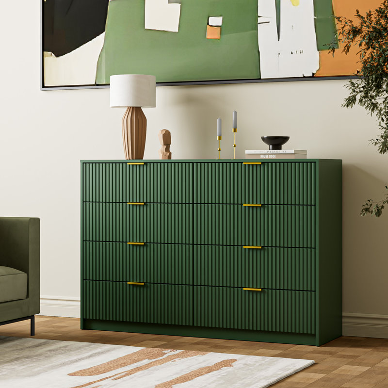 8-Drawer Double Dresser, 55" W, Green