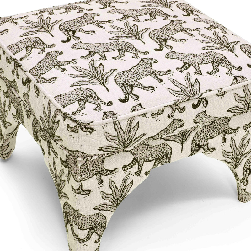 Leopard Jacquard Ottoman, Taupe