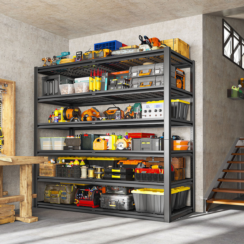 3500 LBS Heavy Duty Metal Storage Shelves, Steel Shelving Unit For Garage, 84" H x 55" W x 25" D