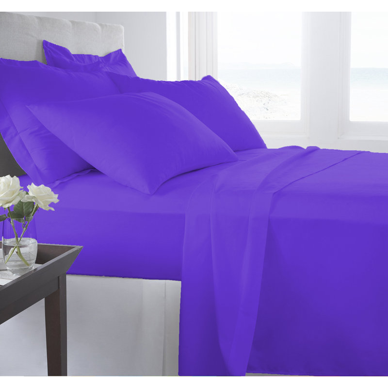Signature Series Microfiber Sheet Set, King Sheet Set + Fitted Sheet + 2 Pillowcases, Purple
