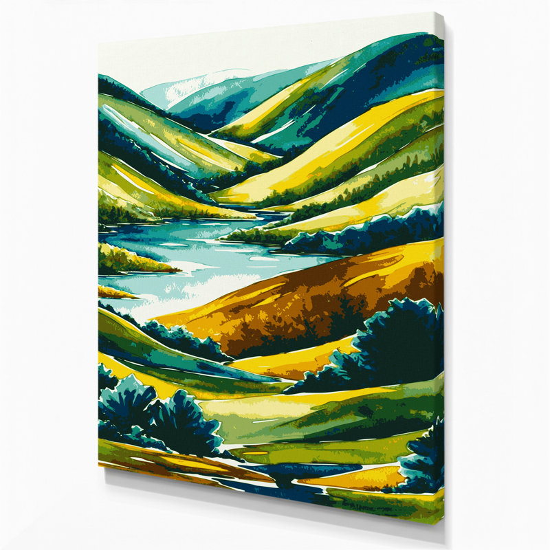 «Watercolor Landscape 11 Green», art mural sur toile, H 20 po x l 30 po