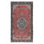 Tapis unique en forme de médaillon turc fait à la main en rouge, beige et bleu foncé