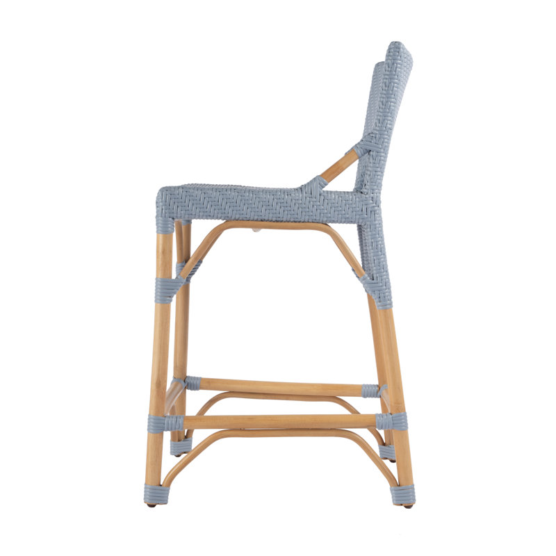 Creanly Rattan  Counter Stool, Blue