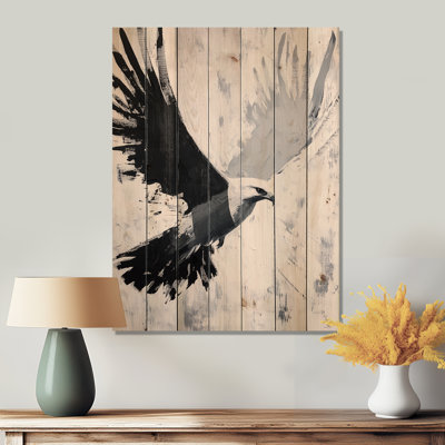 Black Falcon Swoop II - aigle, reproduction de bois noir sur bois de pin naturel