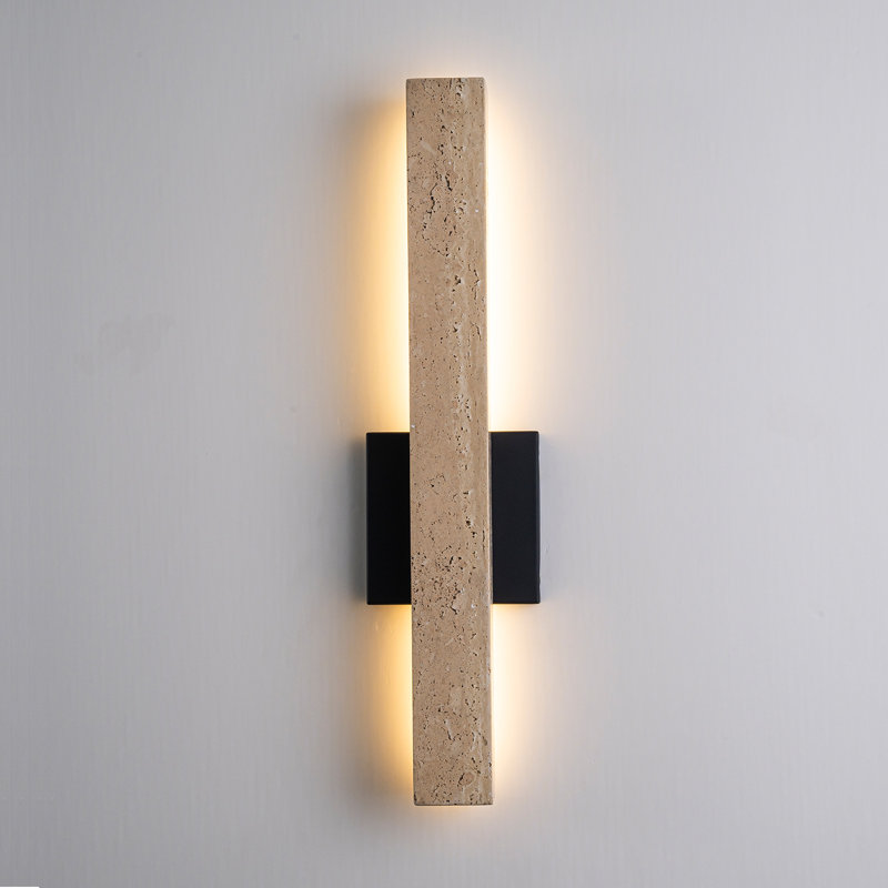 Organic Modern 21.7" Natural Travertine Integrated LED Architectural Wall Sconce