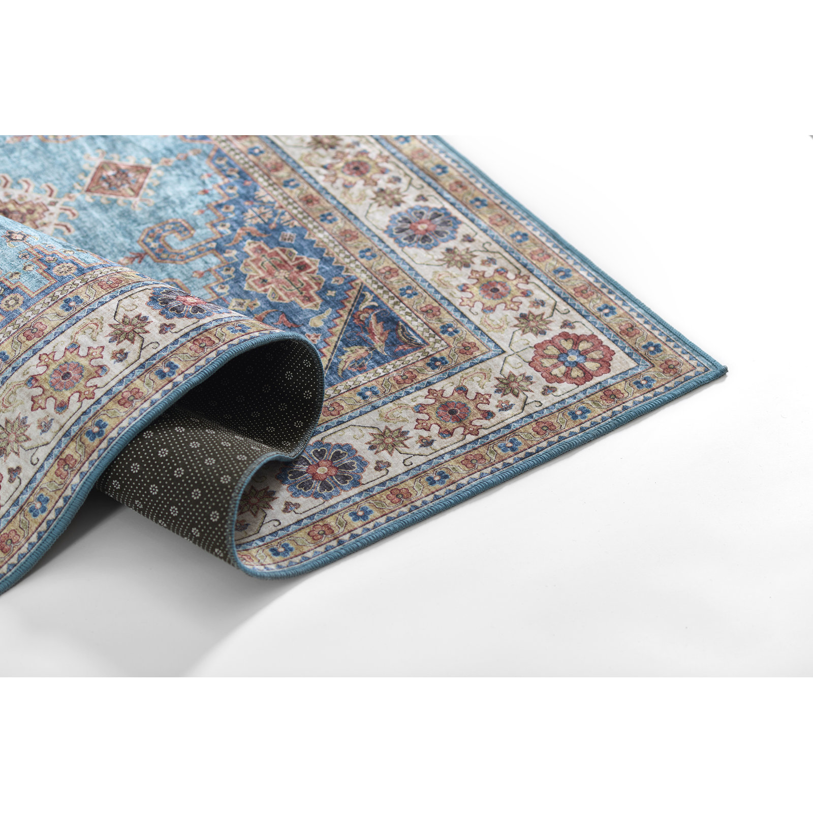 Avonmore Blue Red Gray Oriental Rug, Rectangle 3'6" x 5'6"