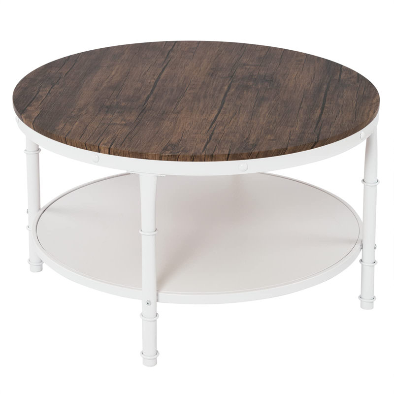 31.5" Round Farmhouse Coffee Table, Dark Walnut