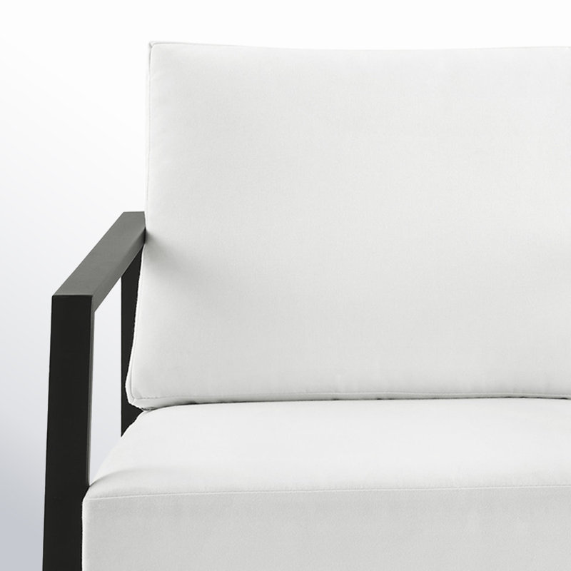 Chaise d'extérieur en aluminium Armando avec coussins Sunbrella, Tissu blanc Sunbrella®, Noir, noir, noir, noir