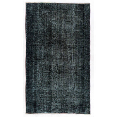 5.2x8.7 Ft Home and Office Decor Handmade Turkish Area Rug Over-Dyed in Black
