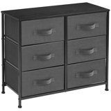 Mandwe Sorbus 6 Drawers Dresser with Steel Frame, Wood Top, Fabric Bins