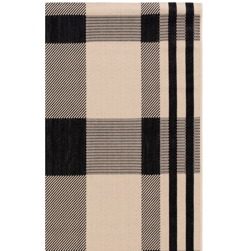 Lakeeva Performance Plaid Indoor/Outdoor Area Rug, Runner 2'3" x 10', Black/Bone
