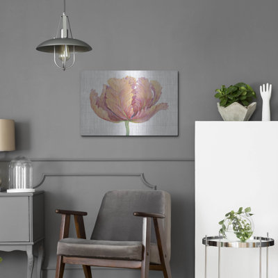 Art mural en métal «Simple Pink Bloom I» par Tim O'Toole