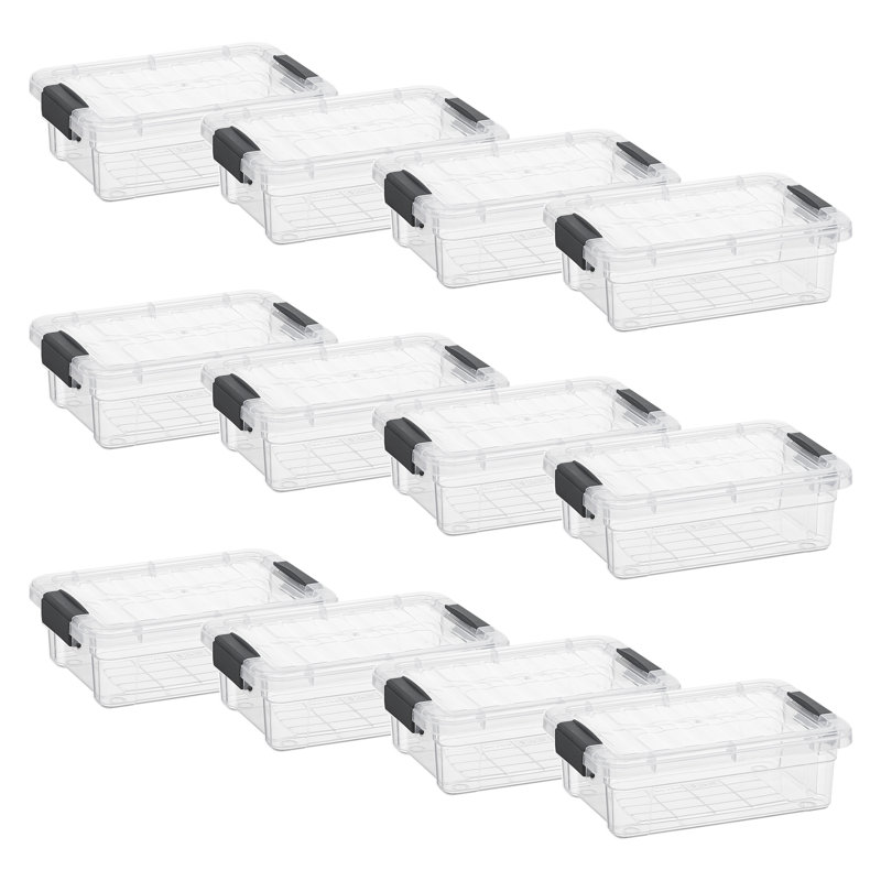 Mini Clear Storage Bin with Lid, 1.27 Qt. Plastic Organizing Storage Box for Home, 12 Pack, 1.27 Qt.