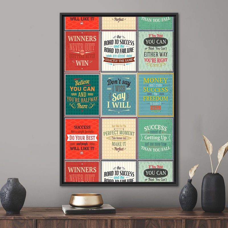 Motivation, impression sur toile, citations de succès pour décoration de cuisine et cadeau, H 94 po x l 41 po, Noir