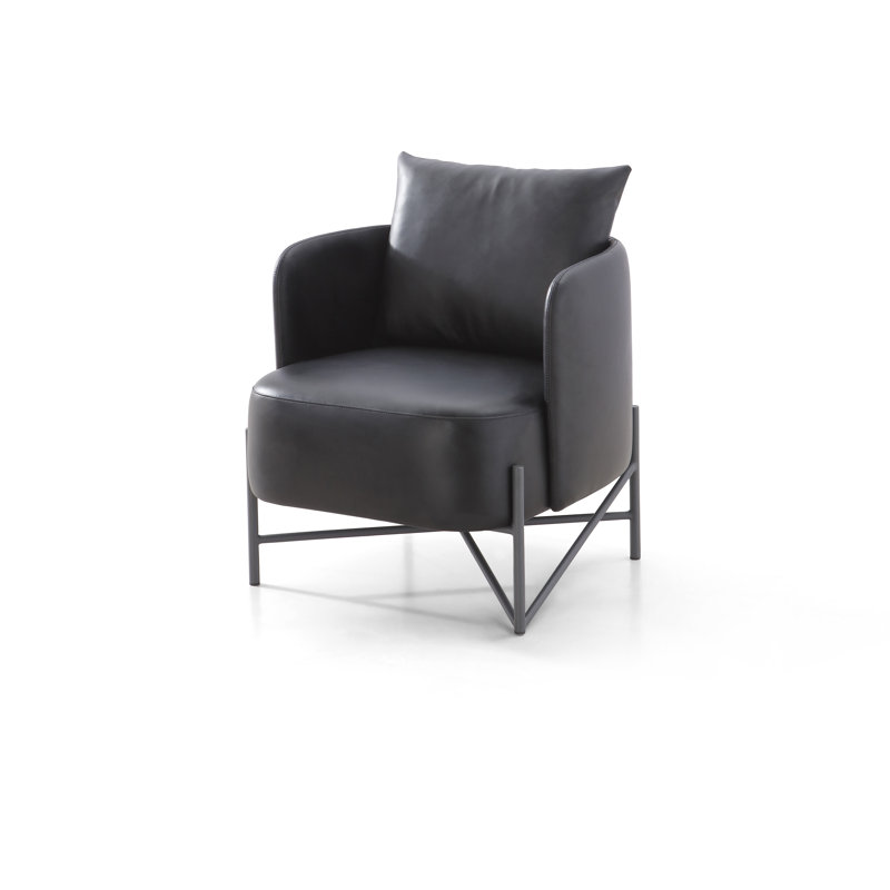 Laurent Armchair, Black Faux Leather
