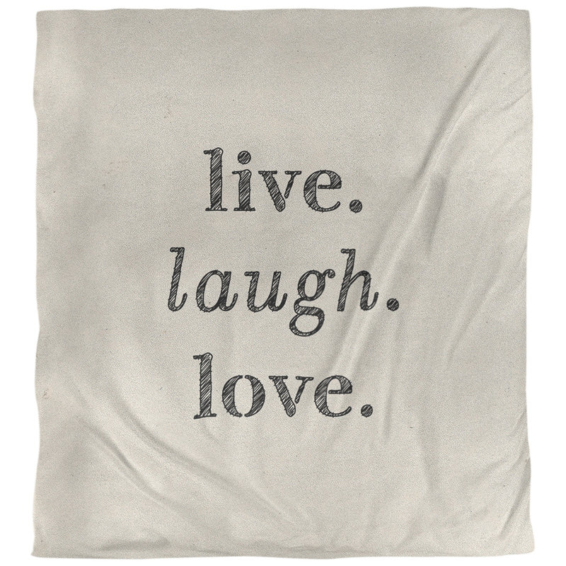 Housse de couette réversible en temps réel citations à la main live love love, Housse de couette pour grand lit, Blanc / Noir