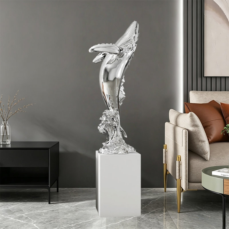 Argenté + résine blanche de forme libre + objet décoratif en bois manufacturé, Argent