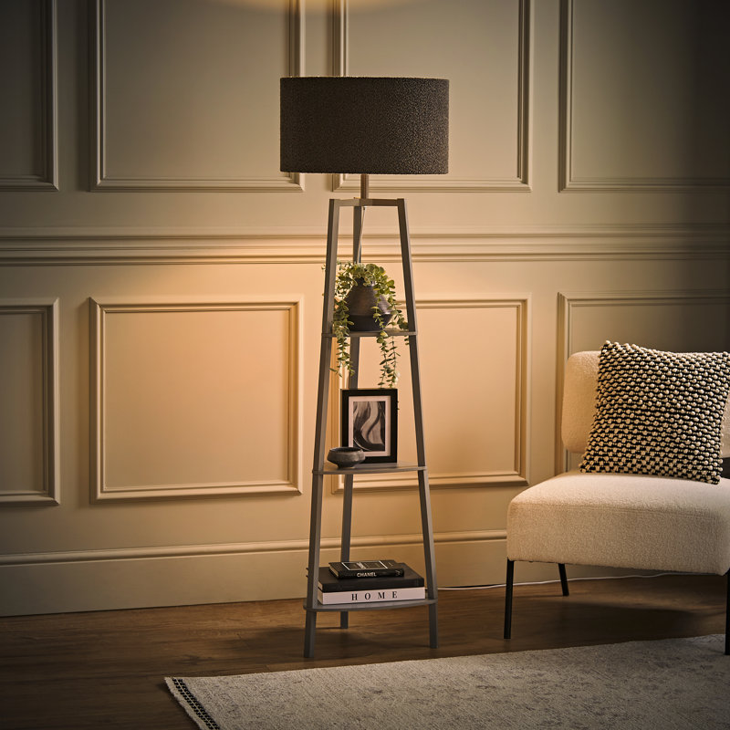 Amandip 137.5cm Tray Table Floor Lamp Set, Charcoal, No, Grey