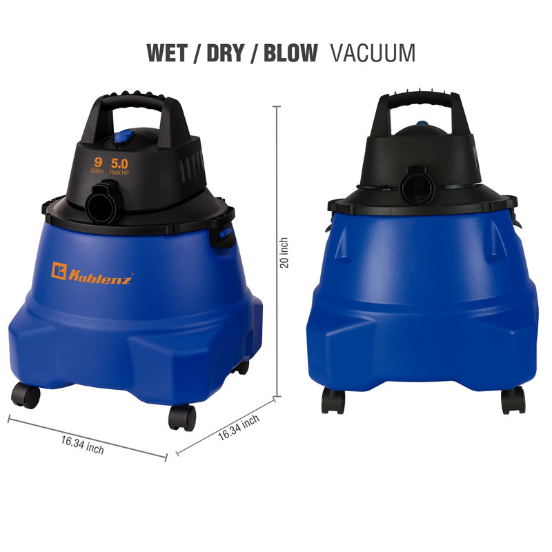 Aspirateur sec / humide 9 gallons avec puissance de 5 ch avec outils et accessoires