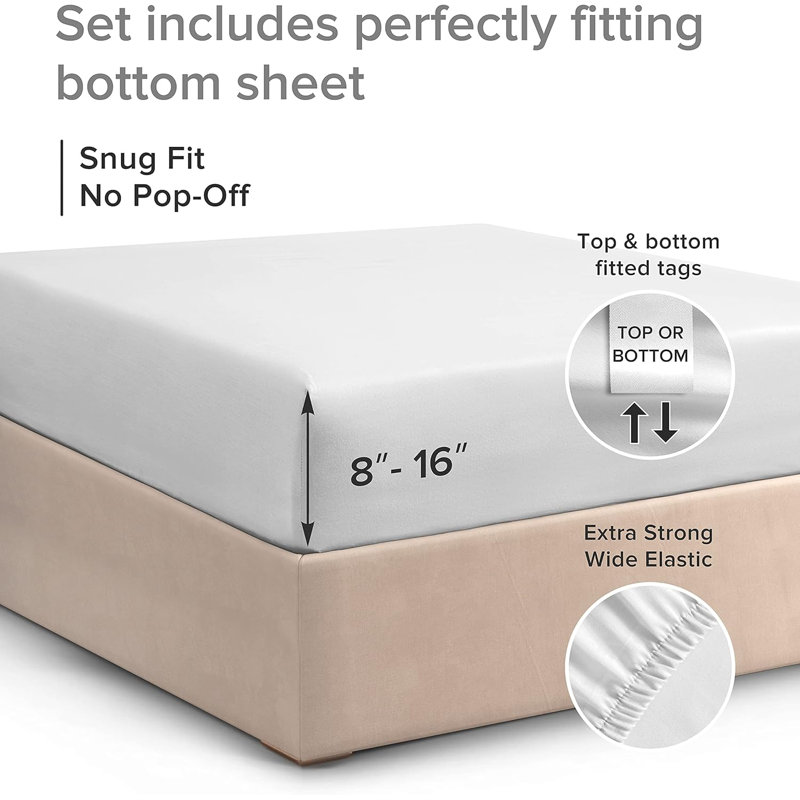 100% Cotton Fitted Sheet Only, 400 Thread Count Hotel Luxury Bedding, Soft & Breathable, Deep Pocket 8–16 Inch Mattress Fit