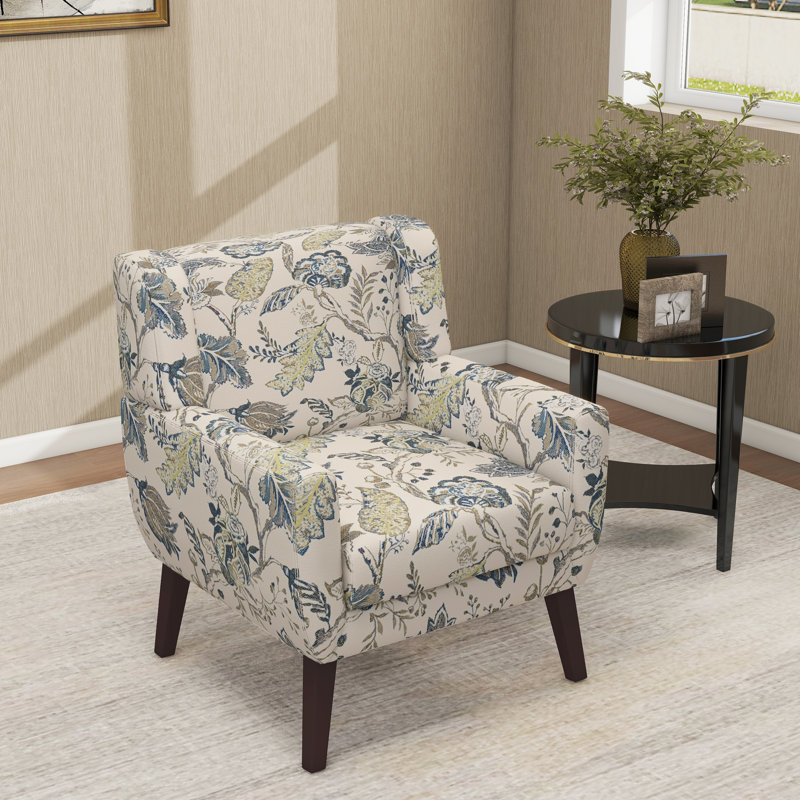 Fauteuil Jaqueze, Mélange de lin performance crème et bleu
