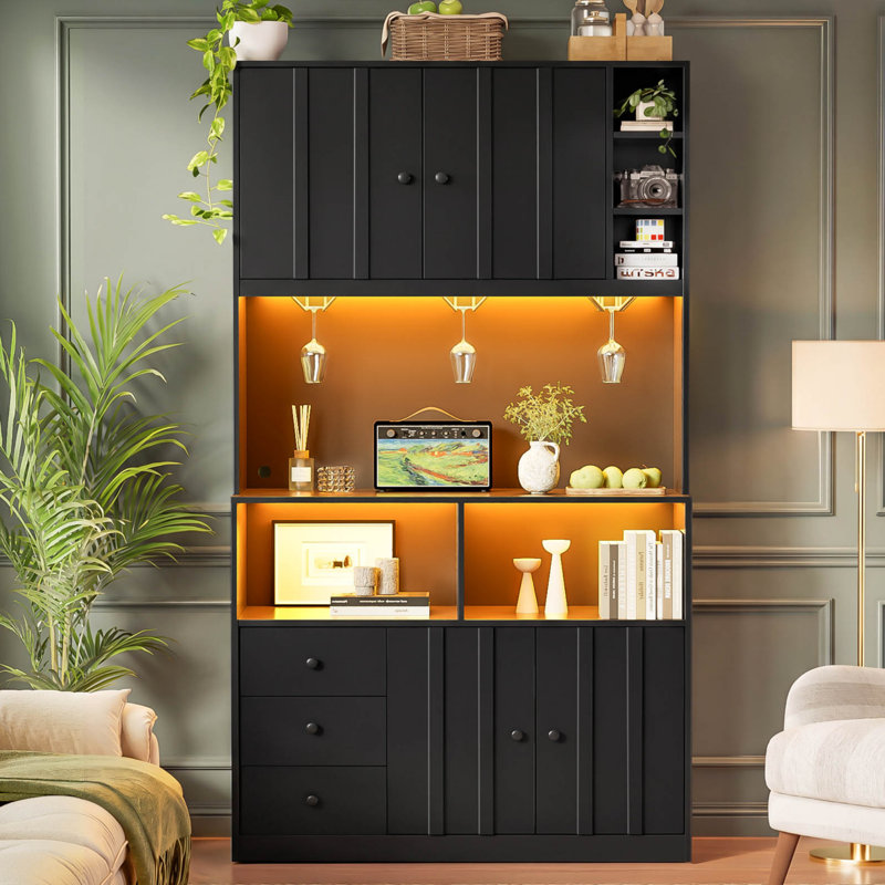 180 cm H Standard Pantry / Tall Cabinet, Black