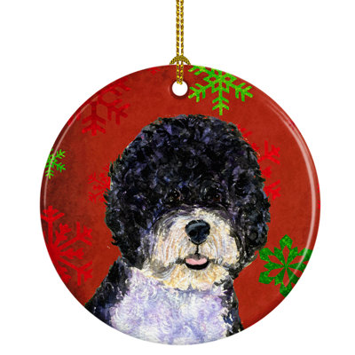 Ornement figurine suspendu en céramique de noël water water dog