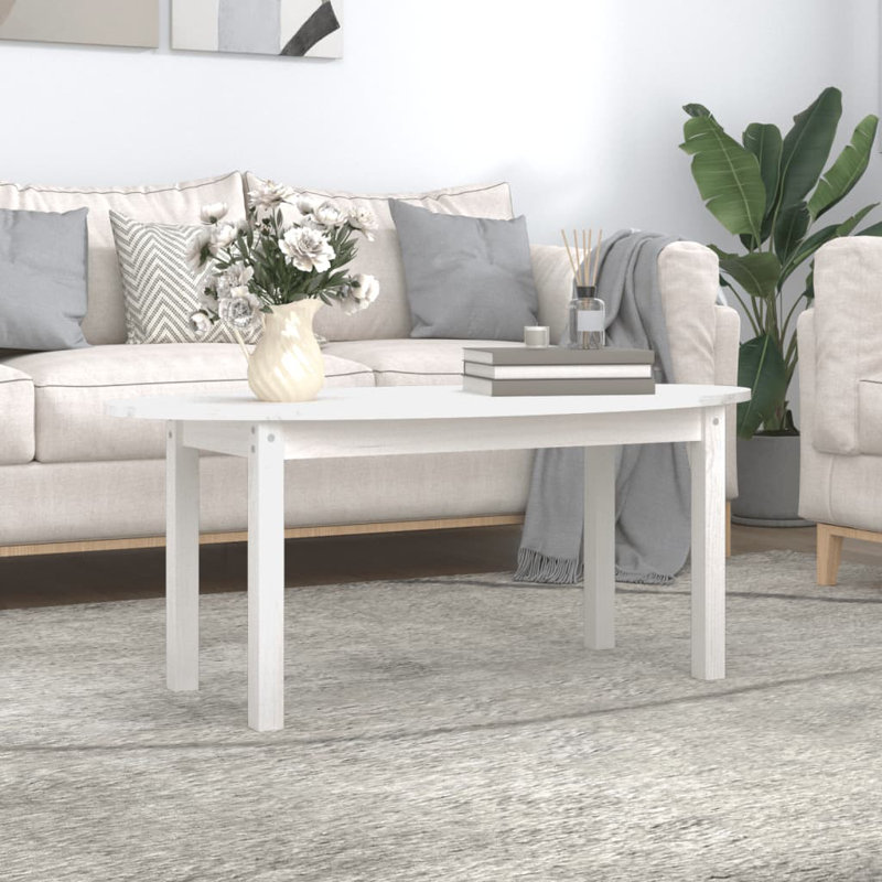 Synergy Solid Wood Four Leg Coffee Table, White, 45cm H x 110cm W x 55cm D