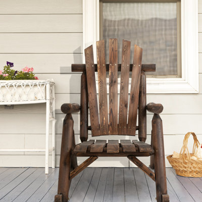 Single Rustic Rocking Chair, Wooden Chair For Patio, Backyard, Garden, , With Removable Seat And Cushions Outdoor, Patio Seat. Appearance, Large Deep Seat, & . Solid Fir, 250 Lbs Capacity. Easy To