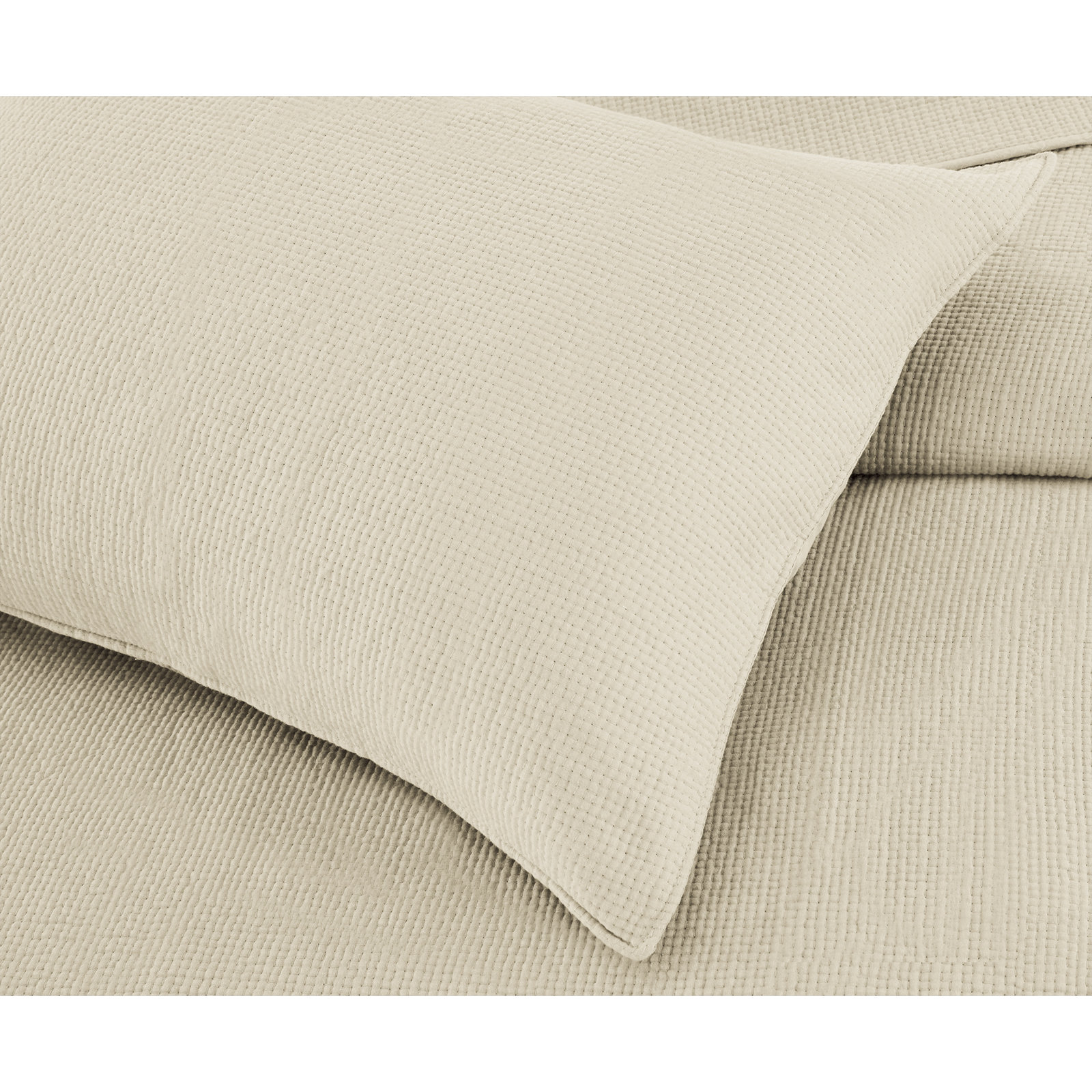 Sedna Cotton Quilt Set, Ivory, Queen Quilt + 2 Queen  Shams