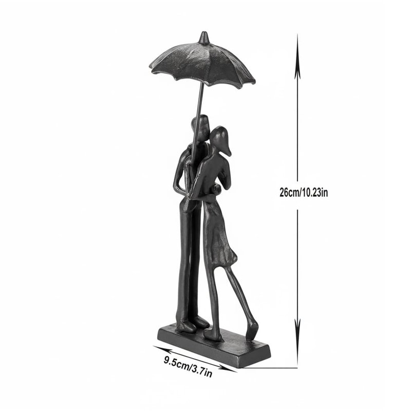 10.23" Handcrafted Iron Couple Figurine - Modern Abstract Home Decor