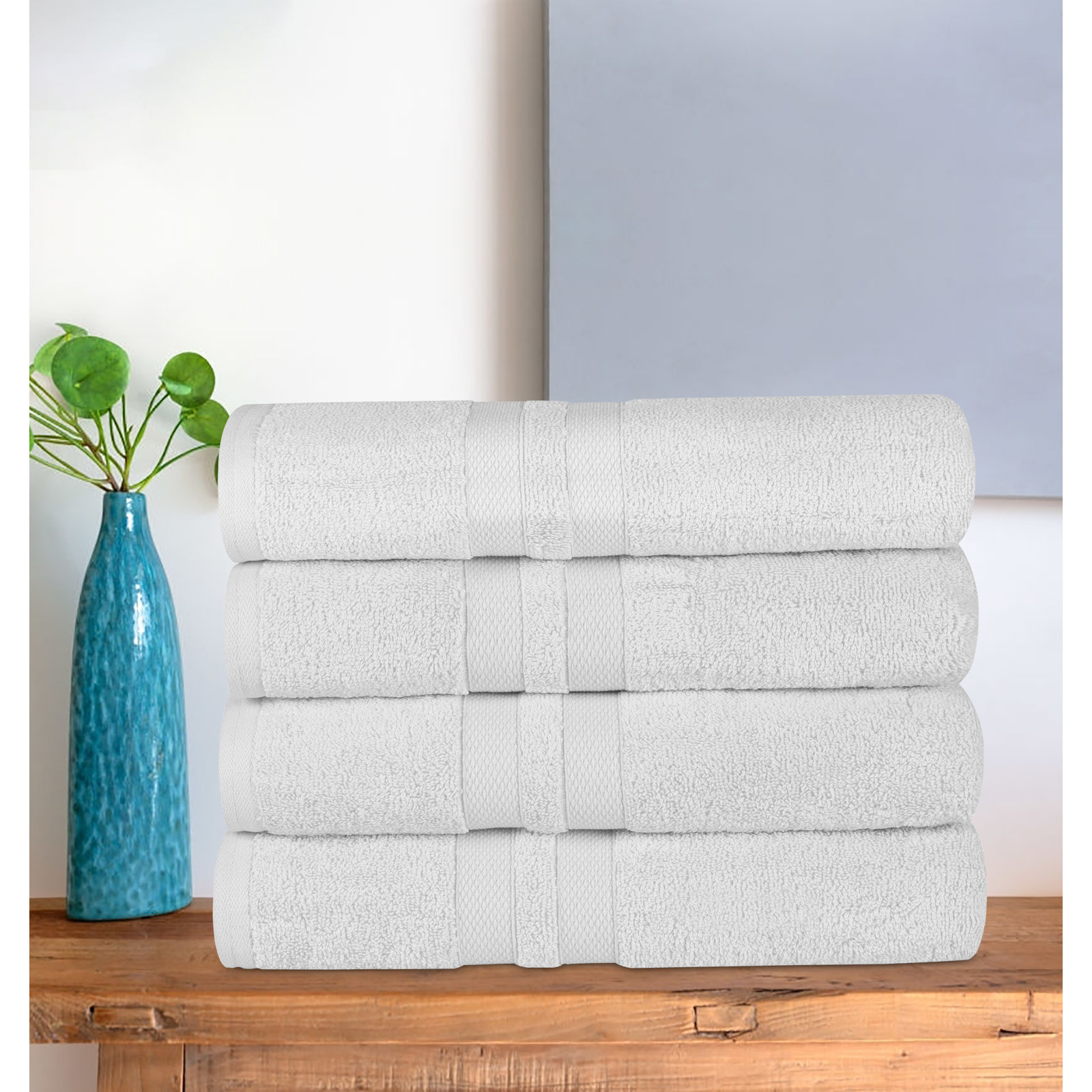 Winthrop Cotton Quick-Drying Solid Bath Towel Set, Silver