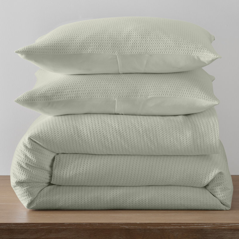 Felix Cotton Waffle Duvet Set, Rust, King / Cal King Duvet Cover + 2 King Pillowcases
