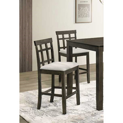 Chaises de salle à manger à hauteur de comptoir contemporaine à lattes grises avec siège rembourré - 2 pièces pour le salon