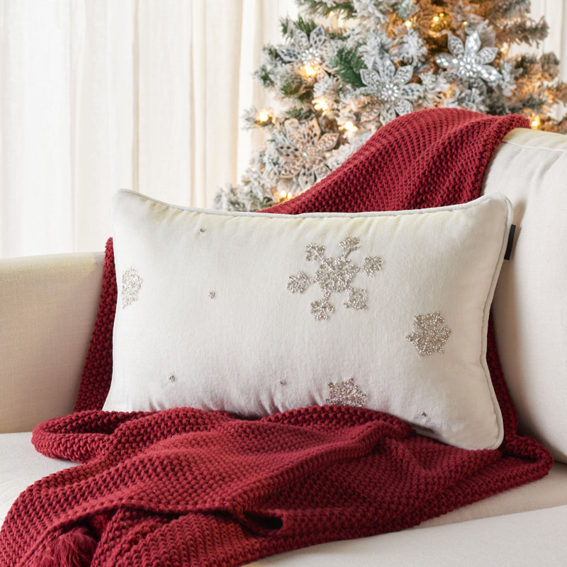 Falling Snow Pillow, White/Silver