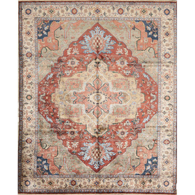 Tapis rouge / ivoire de haute qualité noué à la main