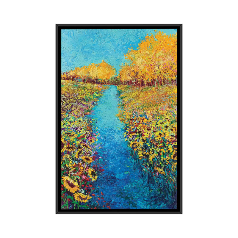 « iris scott-tournesol triptyque panel ii », reproduction d’art sur toile tendue, H 26 po x l 18 po x P 1,5 po, Pas de tapis