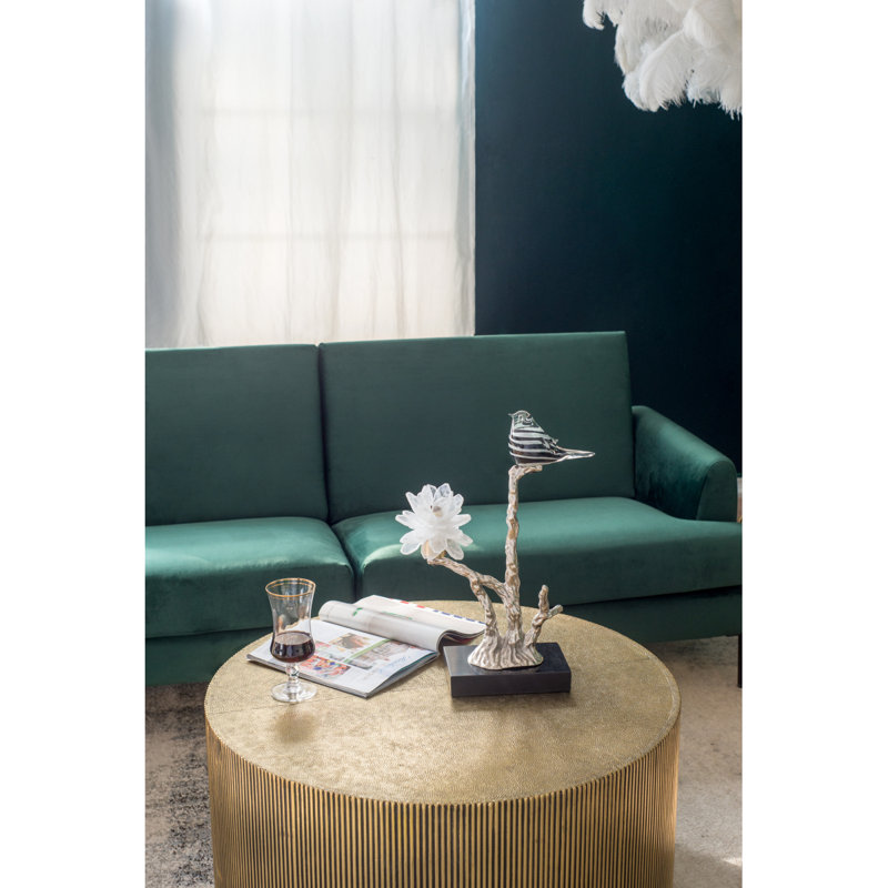 Porte-bougie en aluminium avec support en marbre, 8 x 5 x 15 po, Argent