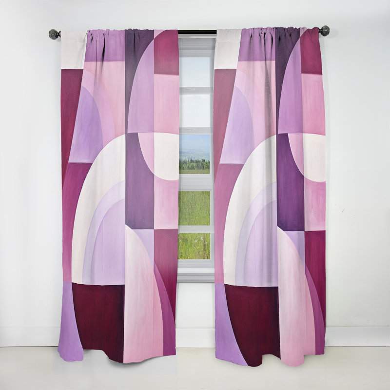 Mauve Motion Abstract Shapes - Modern Curtain - Velvet Room Darkening - 1 Panel, 52" W x 63" L