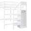 Lit mezzanine double avec rangement intégré et escalier, structure en bois de pin blanc pour la chambre à coucher-1439397551