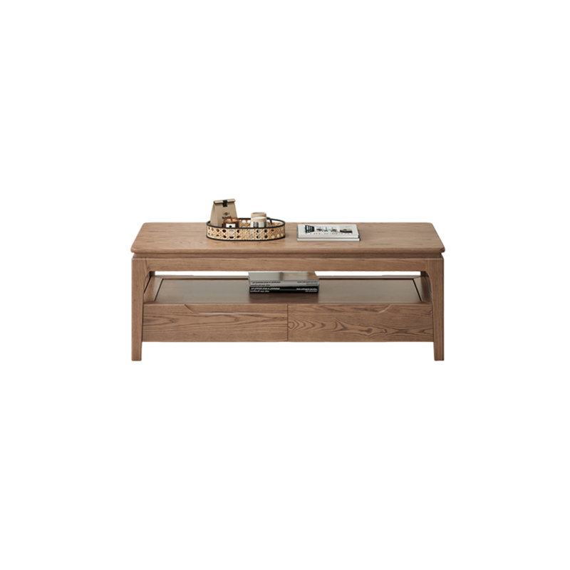 Table basse en frêne avec 4 tiroirs, H 17,71 po x L 51,18 po x l 27,56 po