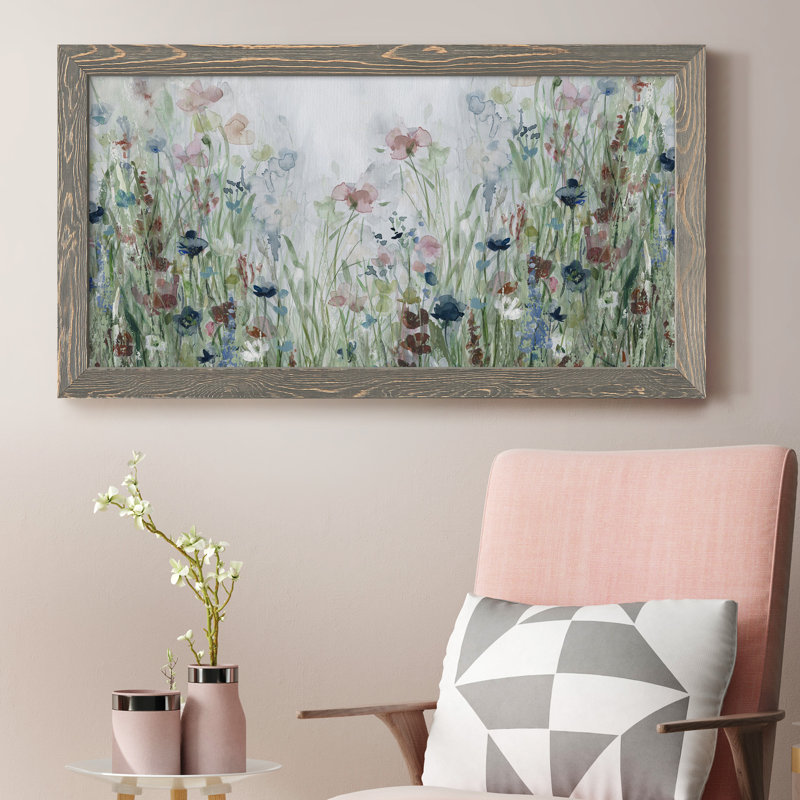Wildflower Fields - Peinture sur toile encadrée, gris