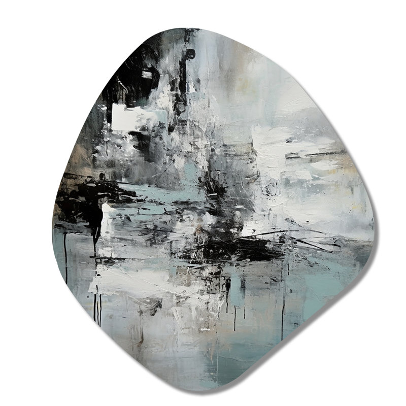 «Serene Subtility In Abstract Light Blue I», peinture abstraite en forme de nébuleuse, art mural en métal asymétrique