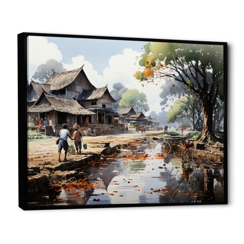 Marché vietnamien I, Cadre flottant noir, H 16 po x l 32 po x P 1 po