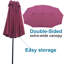 Parasol de patio double 15 pi x 9 pi 15 pi - Très grand rouille - Avec manivelle et évents pour l'extérieur-755442130