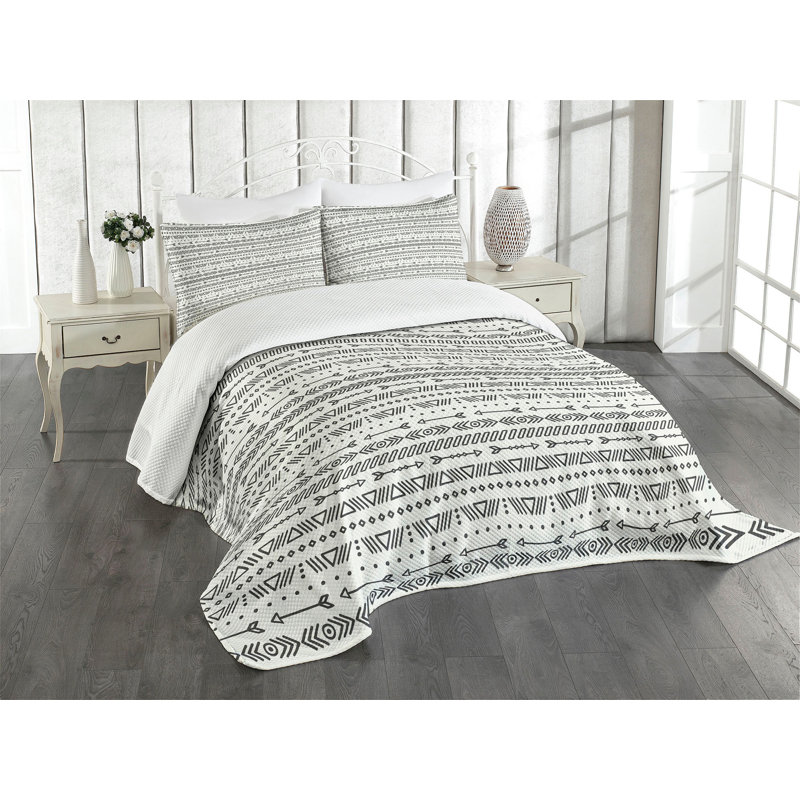 Ensemble de couvre-lit géométrique Ambesonne, Couvre-lit très grand + 2 taies décoratives stan