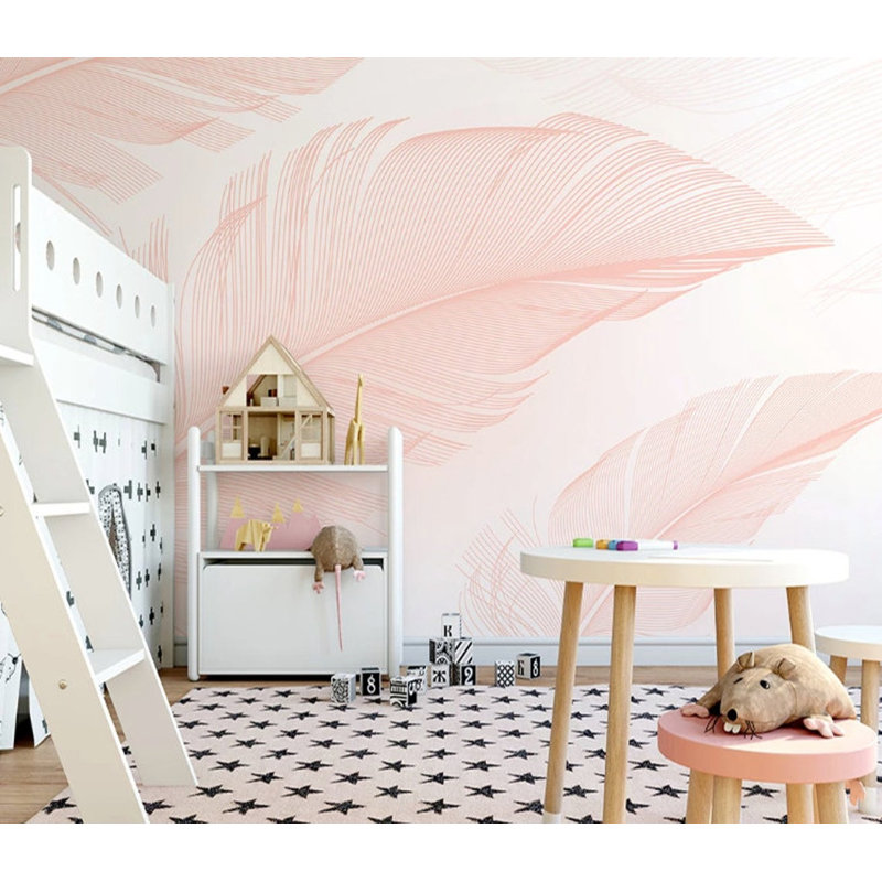 Papier peint amovible à motif de feuilles de bananier rose, L 105,96 po x l 187 po