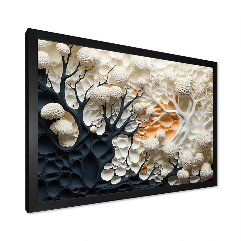 «Abstract Coral Flowers Collage I», reproduction sur toile, Cadre simple noir, H 30 po x l 40 po x P 1,5 po