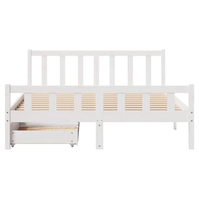 Loraine Solid Wood Bed, White, 155.5 x 205.5 cm