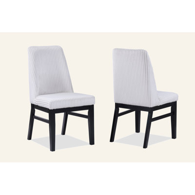 2Pc Contemporary Upholstered Side Chair Light Grey Textured Fabric Upholstered High Back Cushioned Seat Wooden Dining Room Home Furniture Black Finish